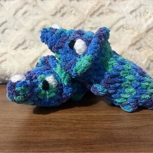 Plush crocheted triceratops